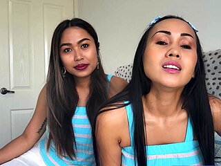 Thai lesbian MILF GFs big ass strapon