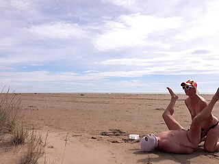 Amateur Wife Dominates Hubby on Nude Beach - Femdom Pegging & Dirty Talk