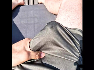 Sunbathing with hard cock. I think my neighbor is watching me