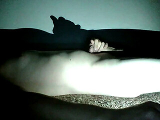 Naked Transgirl Solo Cumming at Night in the Dark No Audiosound