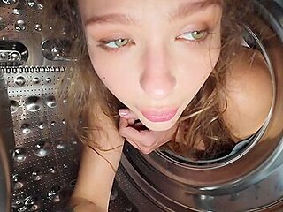 Big Tits Stepsister Stucked In Washing Machine Gets Anal Fucked