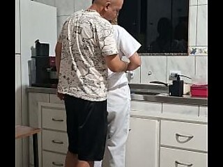 The cheeky maid gets nailed in the butt while doing chores