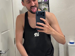Hot Stepdaddy Jerking off in Bathroom