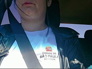 Latina student gives a blowjob to her teacher in the car