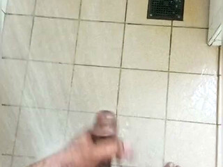 Penis handjob and shower