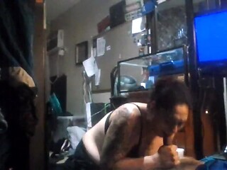 Sultry Latina GIVEs a sloppy deepthroat blowjob