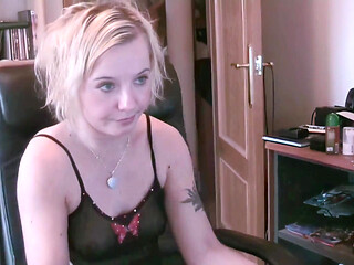 Maeva: Pretty Blonde Maeva Blue Dancing and Stripping