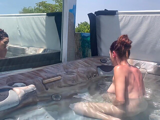 Artemisia Love Playing with Her Horny Pussy in the Outdoor Jacuzzi