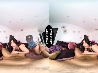 UP CLOSE VR - Latina Hotty In Arse Cutoffs Mila Milkshake Gives Dirty Blow & Rails Salami POINT OF VIEW