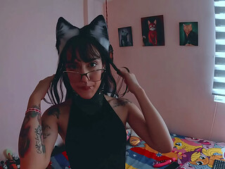 Cat girl has her first anal in camera