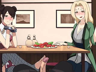 Naruto - Kunoichi Trainer - Part 7 - Tenten and Tsunade Footjob by Loveskysanx