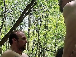Outdoor Threesome and Facefuck