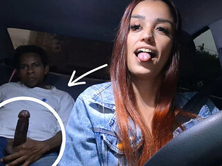 Hot Brazilian Redhead Gets Caught Jerking Off in Uber - Real Car Sex & Public Fuck!