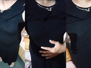 Indian Gay Crossdresser Bottom Gaurisissy Feeling Horny in Black Dress Real Homemade Sex