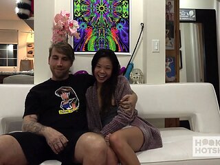 Behind-the-scenes - small dark haired Vina Sky loves to get fucked by a random man