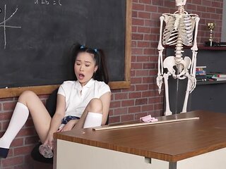 Teens in pigtails get naughty with their teacher