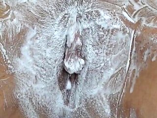 Intimate Haircut Take -off Strip! Shaving Hairy Pussy with a Trimmer and a Razor! Close-up!