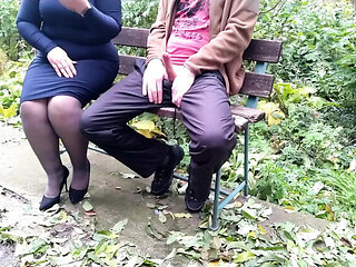 Curvy Ukrainian Stepmom Helps Me Cum Outside in Public