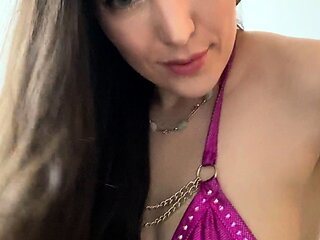 Busty curly brunette with big boobs fucks on couch