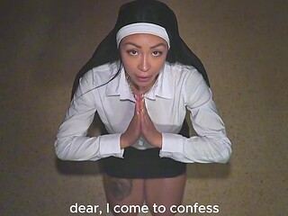 Sinful and busty nun got priest's big cock in her wet pussy