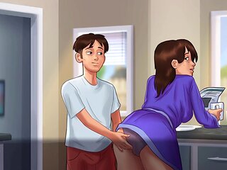 Stepmom Bagiraa gets it on in the kitchen and around the house