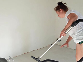 PAWG Girl Vacuum in the House