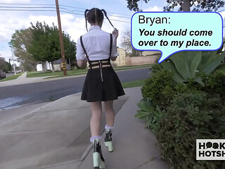 Adorable teen Lucie Cline takes a hard fucking from guy she met online