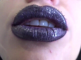 Purple glossy lips! Kissing and duck face fetishes!!
