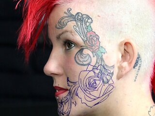 Submissive Goth Slut Gets Face Tattooed and Masturbates - AltErotic