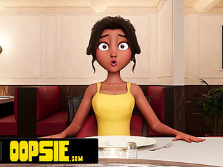 OOPSIE - Waitress Gets Mouth And Ass Filled With Cum During Service! 3D CARTOON PORN!