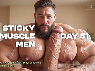 Sticky Muscle Men Day 51 Preview, AI-Generated Muscle Guys, Big Dicks, Big Cum Loads
