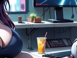 Two Cyberpunk Women Take off Clothes and Kiss, (ai Animation)