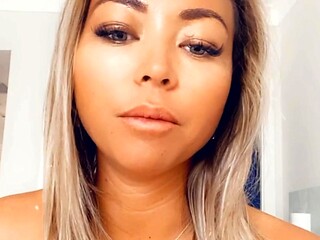 Sexy Blonde Babe With Big Boobs Strips Bra