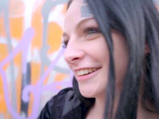Inked brunette Sydney Love enjoys fucking in public
