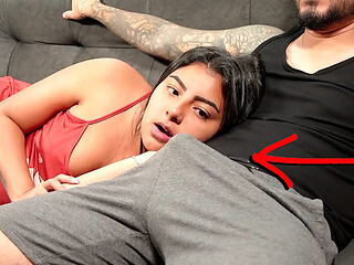 My stepbrother got really horny while we were watching a movie. Our stepmother caught us!