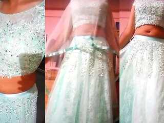 Indian gay Crossdresser Bottom real homemade sex in blue lehanga