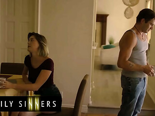 FAMILY SINNERS - Horny Blonde Seduces Her Sister'_s Boyfriend, Fucking His Cock Until She Gets A Load On Her Body