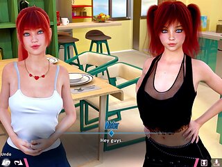 Redheaded teen gets into fun with PC porn games