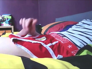 Sammy Andrews cumming on superhero underwear