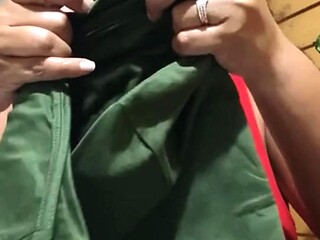 Black girl flashes big natural titties in T-shirt haul