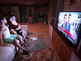 Big Tits Granny Seduces Young Man - Anal, Blowjob & Squirting 3D Sex