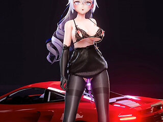 32, [mmd] Big Duck Duck - Arrogant Dance Abracadabra Black Silk Pantyhose Sexy Underwear Breast Chain Anal Plug Double Hole Thrusting