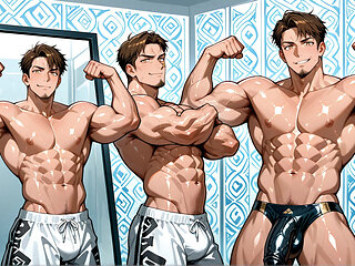 Ai Sexy Oiled Muscle Men