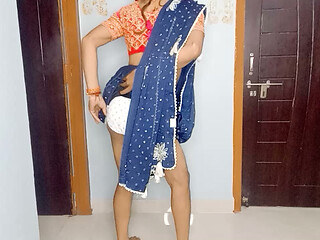 stepsister bra panty wearing sexy saree
