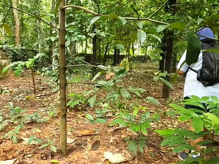 House wife on vacation, walking naked in jungle. Exposing her sexy ass and bigg boobs