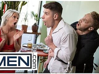 Mateo Tomas, Malik Delgaty And La Petite Blonde In Romantic Dinner Turns Naughty As Malik, Mateo, And La Petite Share Oysters And Wild Sex