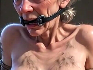 90 Year Old Granny with Hairy Pussy in Bondage - Desperate for Big Cock Creampie