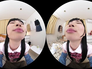 Japanese students explore VR passion in long haired POV