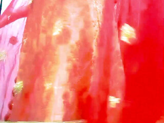 Indian Gay Crossdresser Gaurisissy Feeling Horny in Golden Lehanga