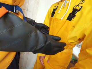 Boys Jerking off in rainwear (raingear) : lots of cum on raincoats!